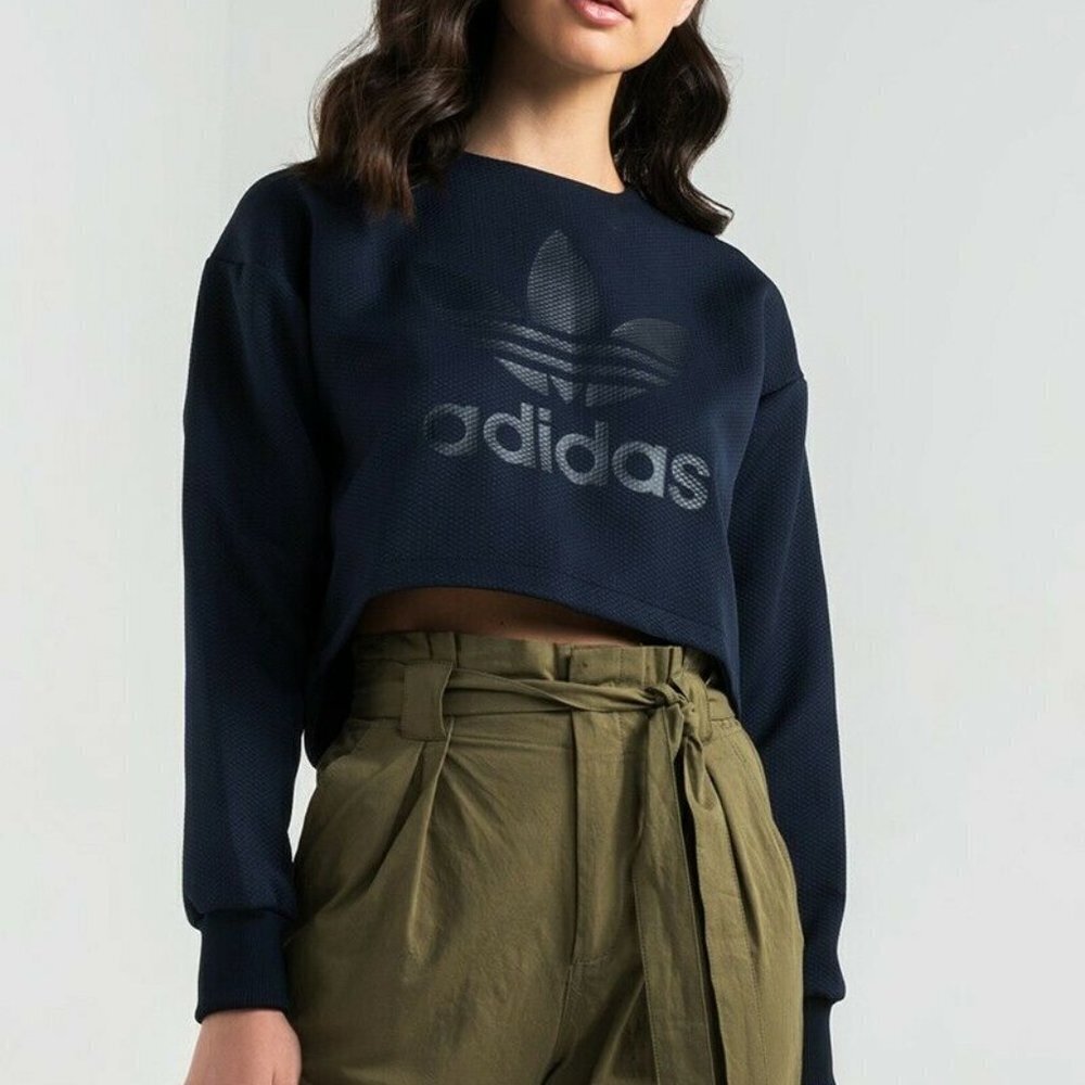 Adidas Originals Size S Cropped Trefoil Sweatshirt